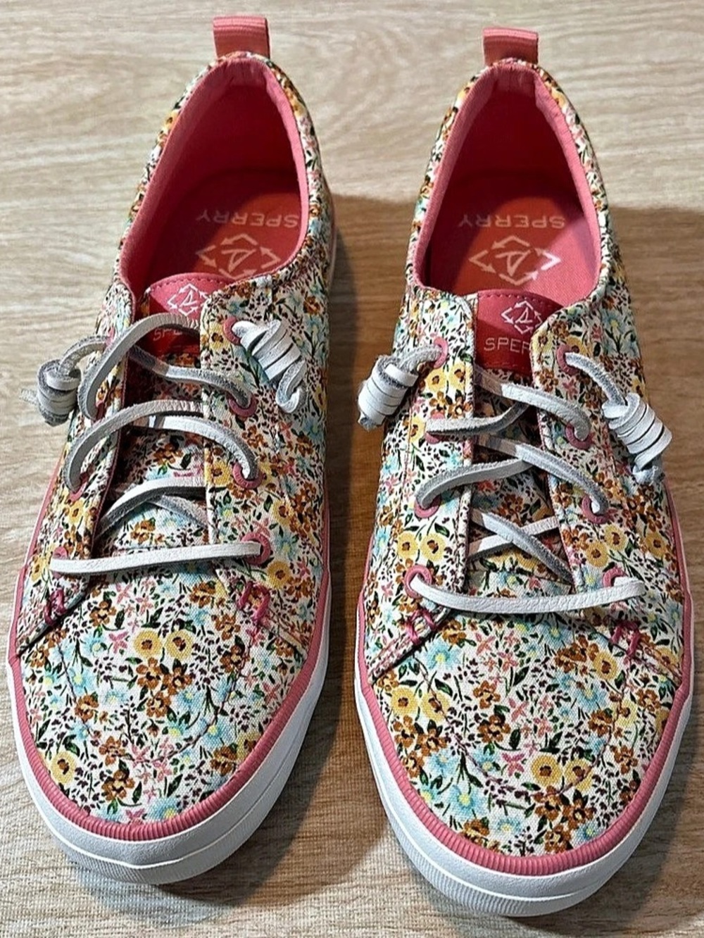 Sperry Pierwave 2 Lace to Toe Sneaker Floral Sneakers Pink & Multicolor US 9. UK